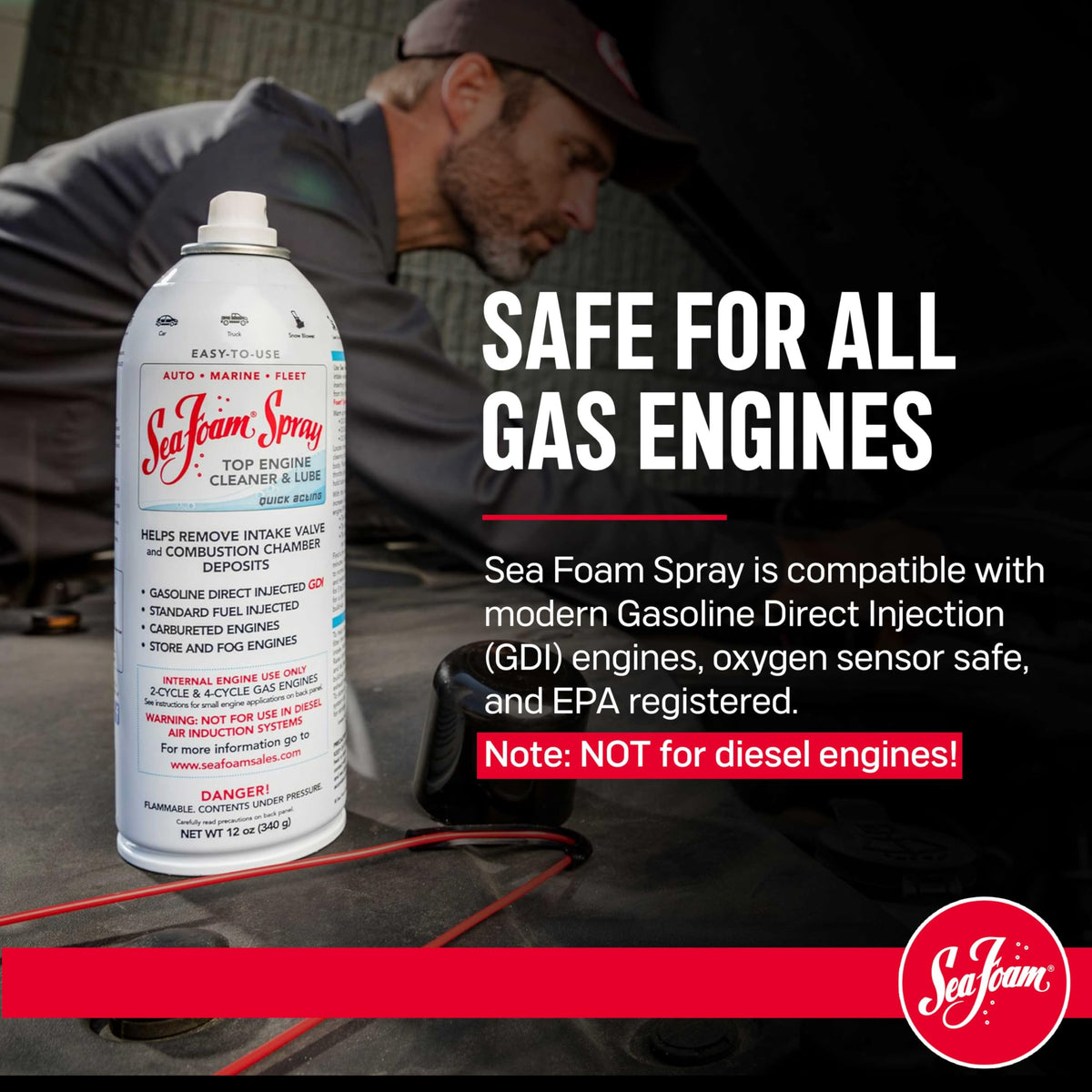 Sea Foam spraying through intake showing targeted cleaning and lubrication in action