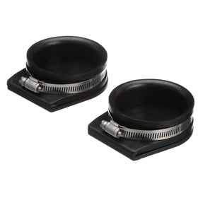 Seachoice rubber flapper close-up with stainless clamp, shows durable texture and corrosion resistance