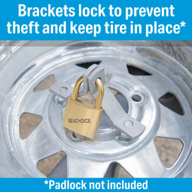 SEACHOICE spare wheel beside carrier illustrating fit for 8–15 inch wheels