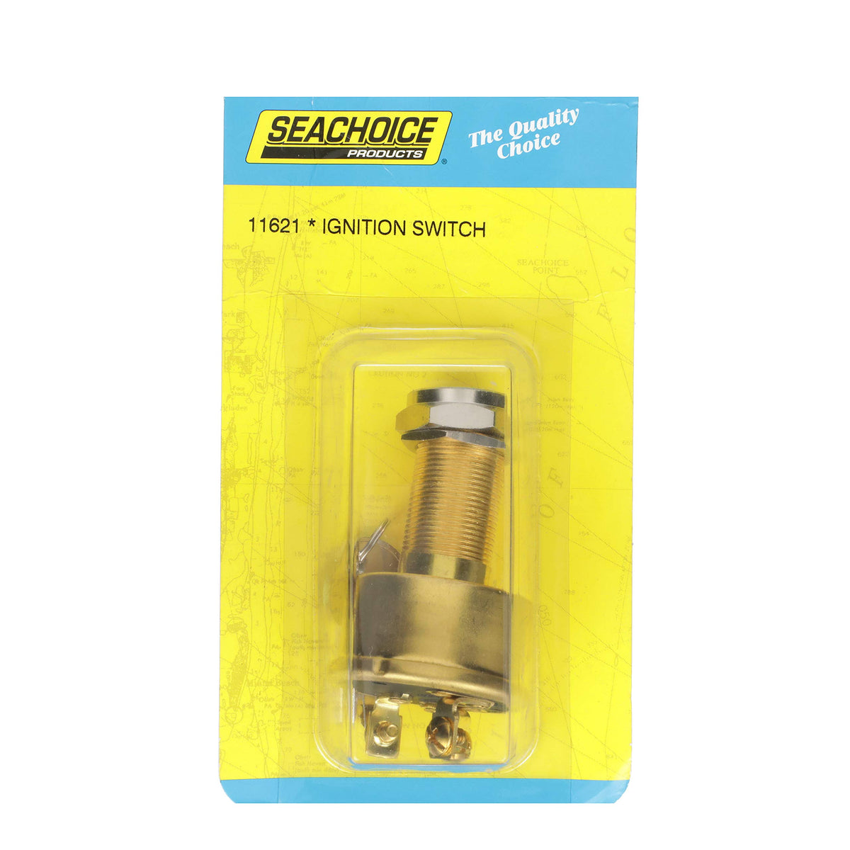 Seachoice ignition switch installed on boat dash demonstrating compact, professional fit