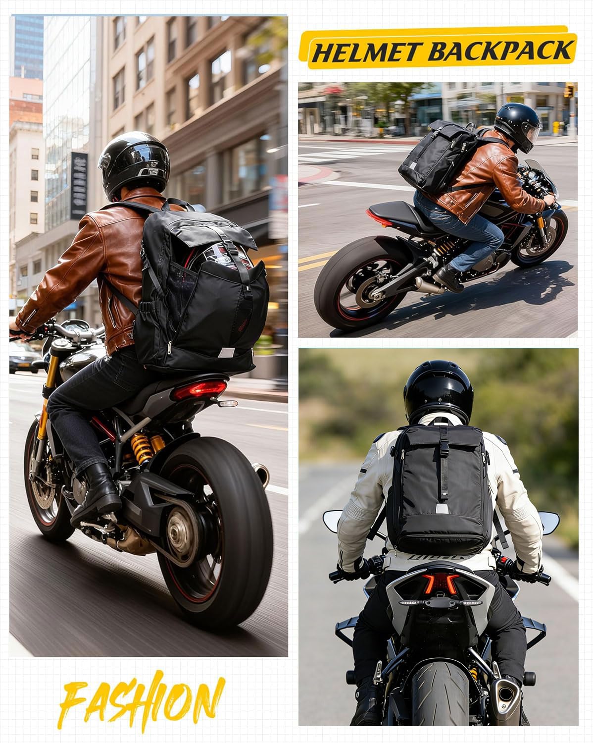 SEAFEW helmet holder detail with straps securing helmet safely while commuting