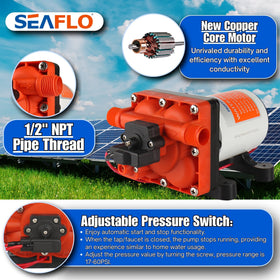 SEAFLO pump underside showing standard mounting footprint for simple installation