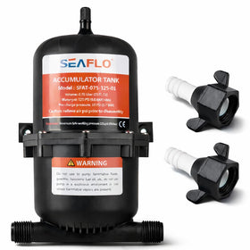 SEAFLO accumulator tank front view showing compact design and durable shell for easy retrofit