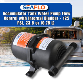 SEAFLO tank side profile and label detail illustrating model and pressure rating clarity