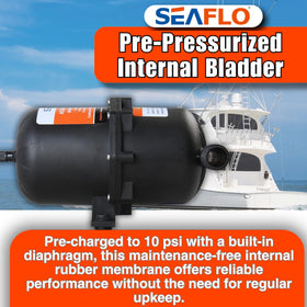 SEAFLO internal bladder close-up demonstrating sealed diaphragm for maintenance-free operation