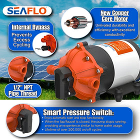 SEAFLO close-up of Santoprene diaphragm emphasizing corrosion resistance