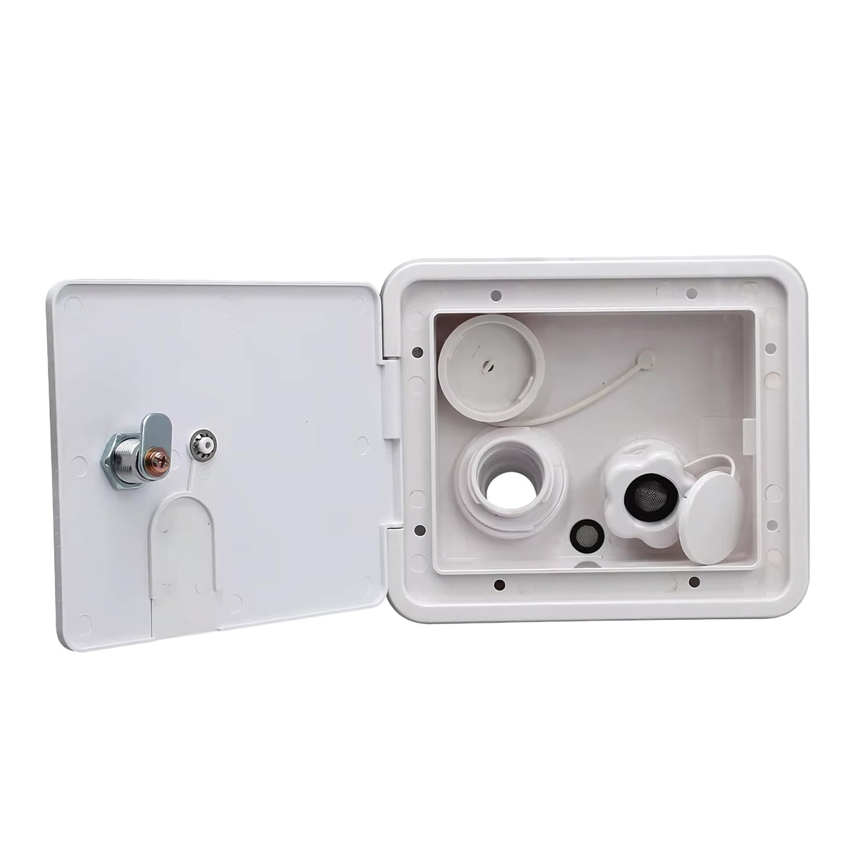 SEAFLO close-up of keyed lock and two keys demonstrating secure access control