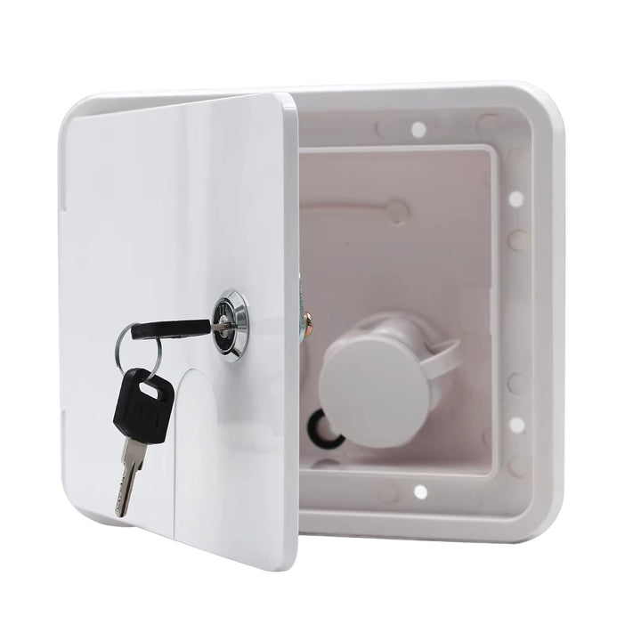 SEAFLO front profile showing hatch face and weather-resistant seal for exterior protection