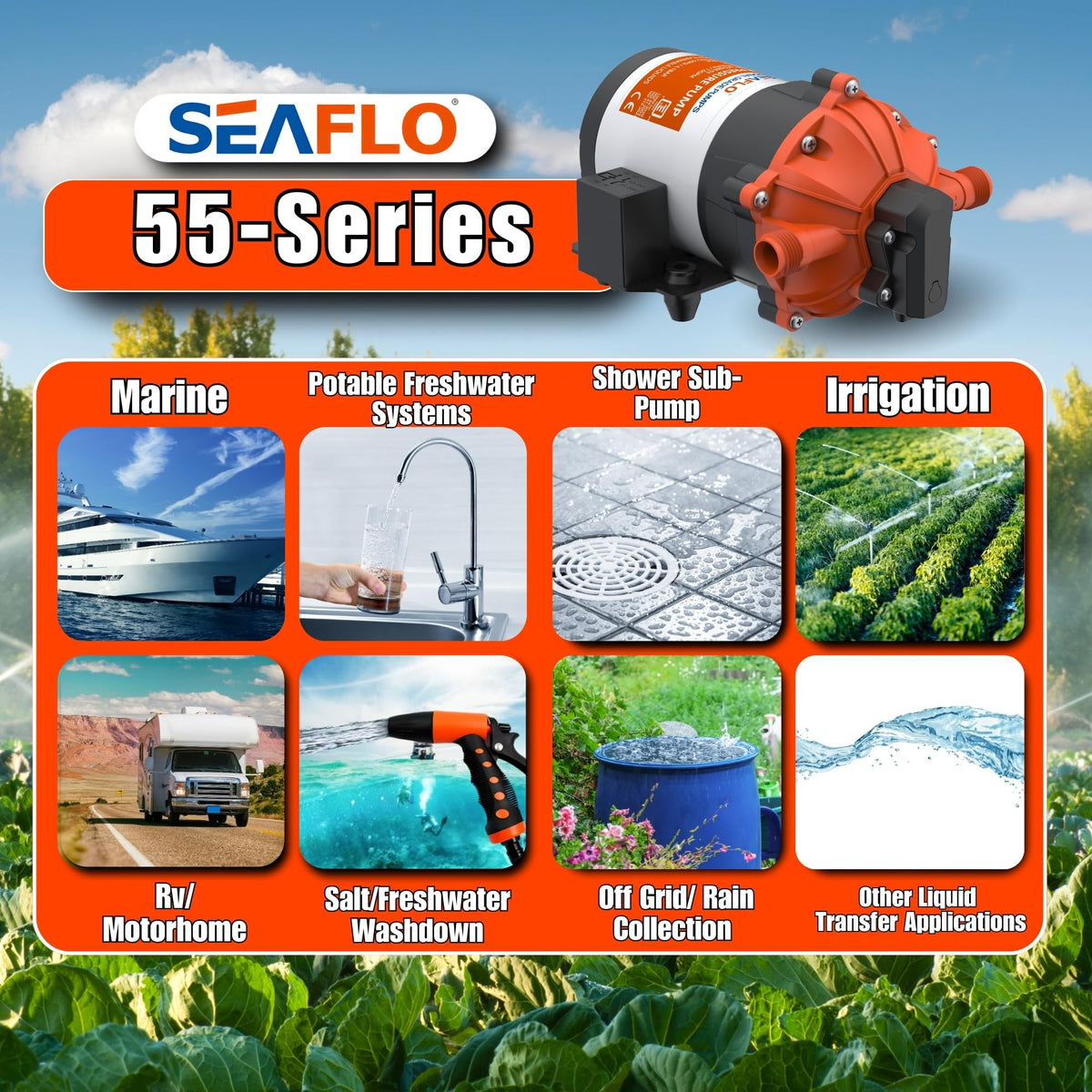 SEAFLO in marine washdown setup showing reliable saltwater performance