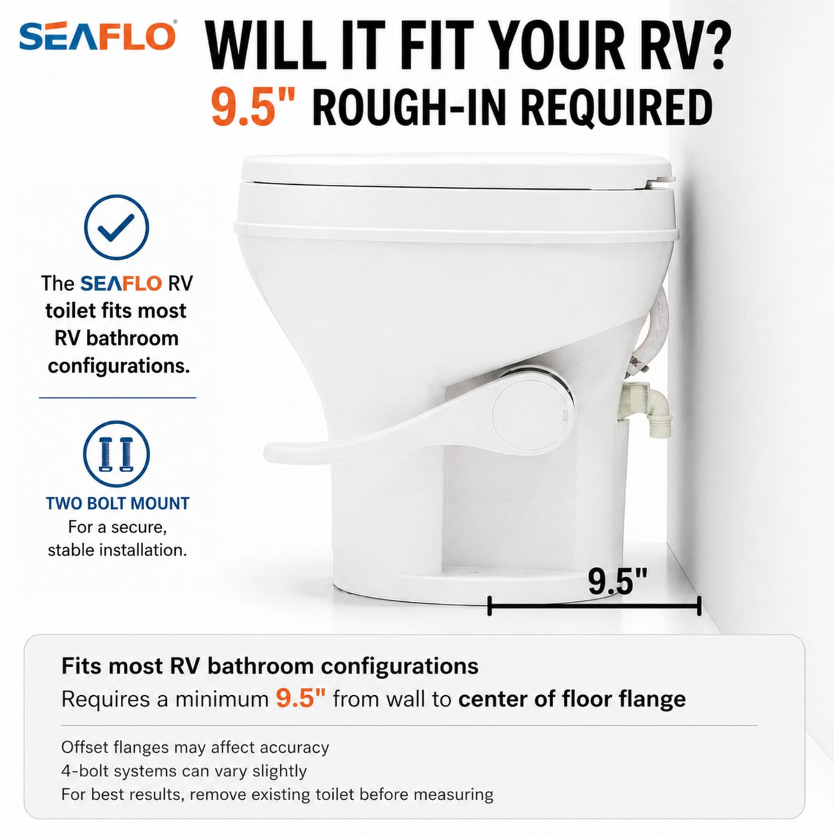 SEAFLO foot pedal detail showing hands-free flush control advantage