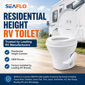 SEAFLO soft-close seat closeup demonstrating quiet lid operation
