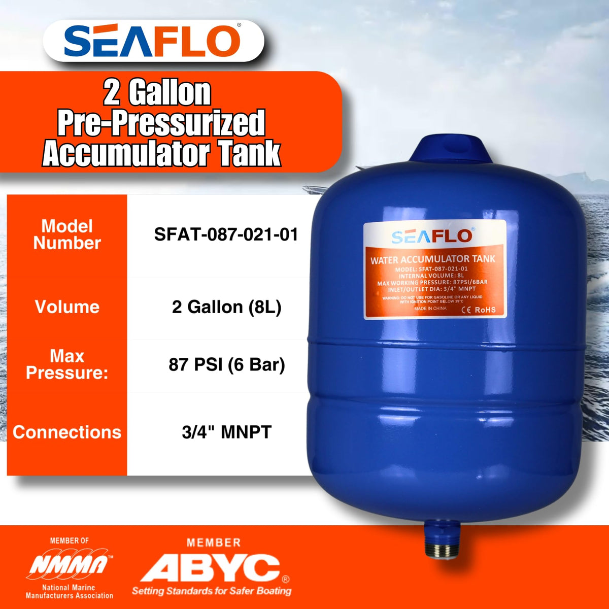 SEAFLO top Schrader valve close-up for easy pressure adjustments and quick tuning
