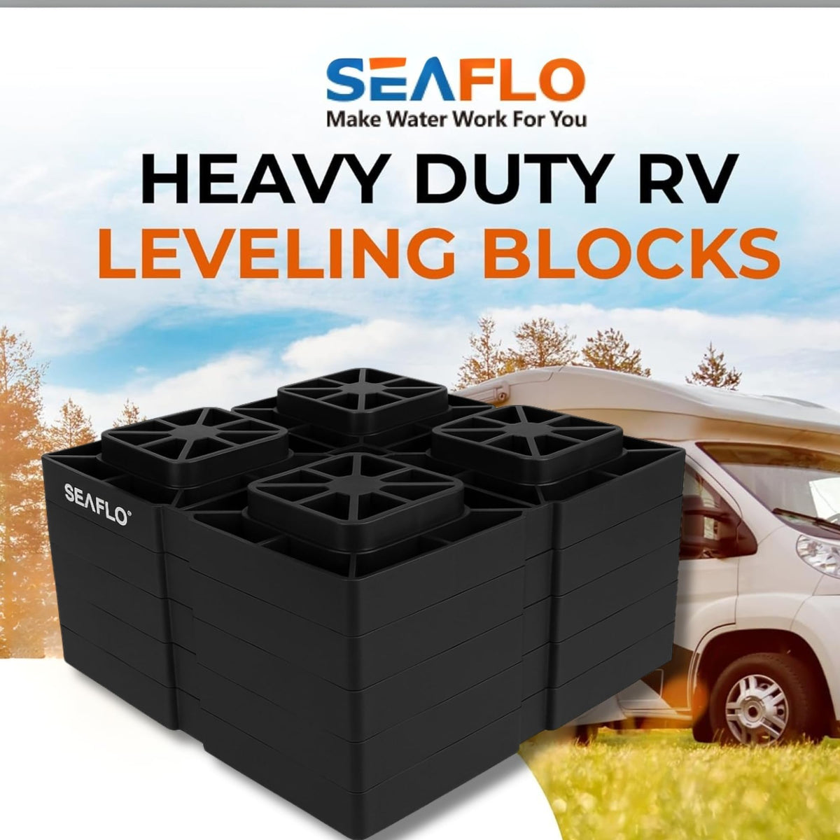 SEAFLO block positioned under wheel providing stable vehicle support