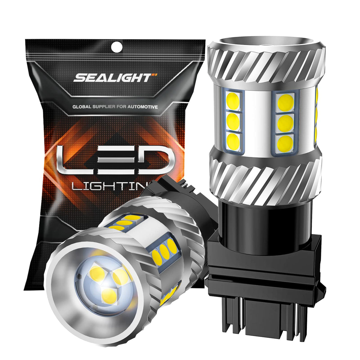 SEALIGHT 3157 front view showing packaging and bright white LED benefits