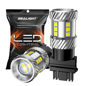 SEALIGHT 3157 front view showing packaging and bright white LED benefits