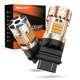 SEALIGHT 3157 front view showing plug and bright amber output benefit visibility