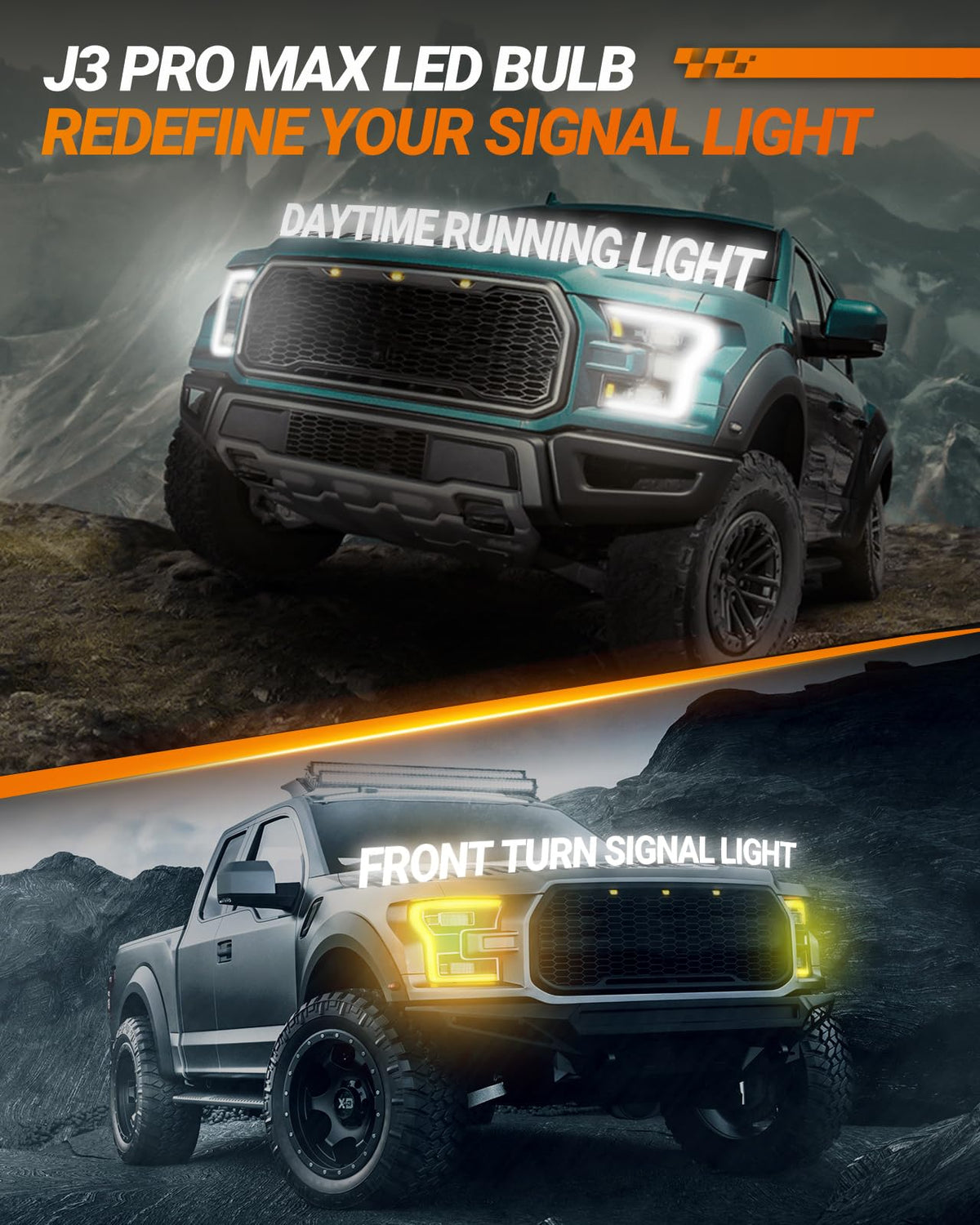 SEALIGHT installed in turn signal showing clear amber flash visibility