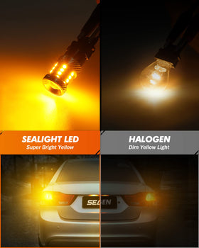 SEALIGHT 3157 LED chip array detail showing uniform amber output benefit