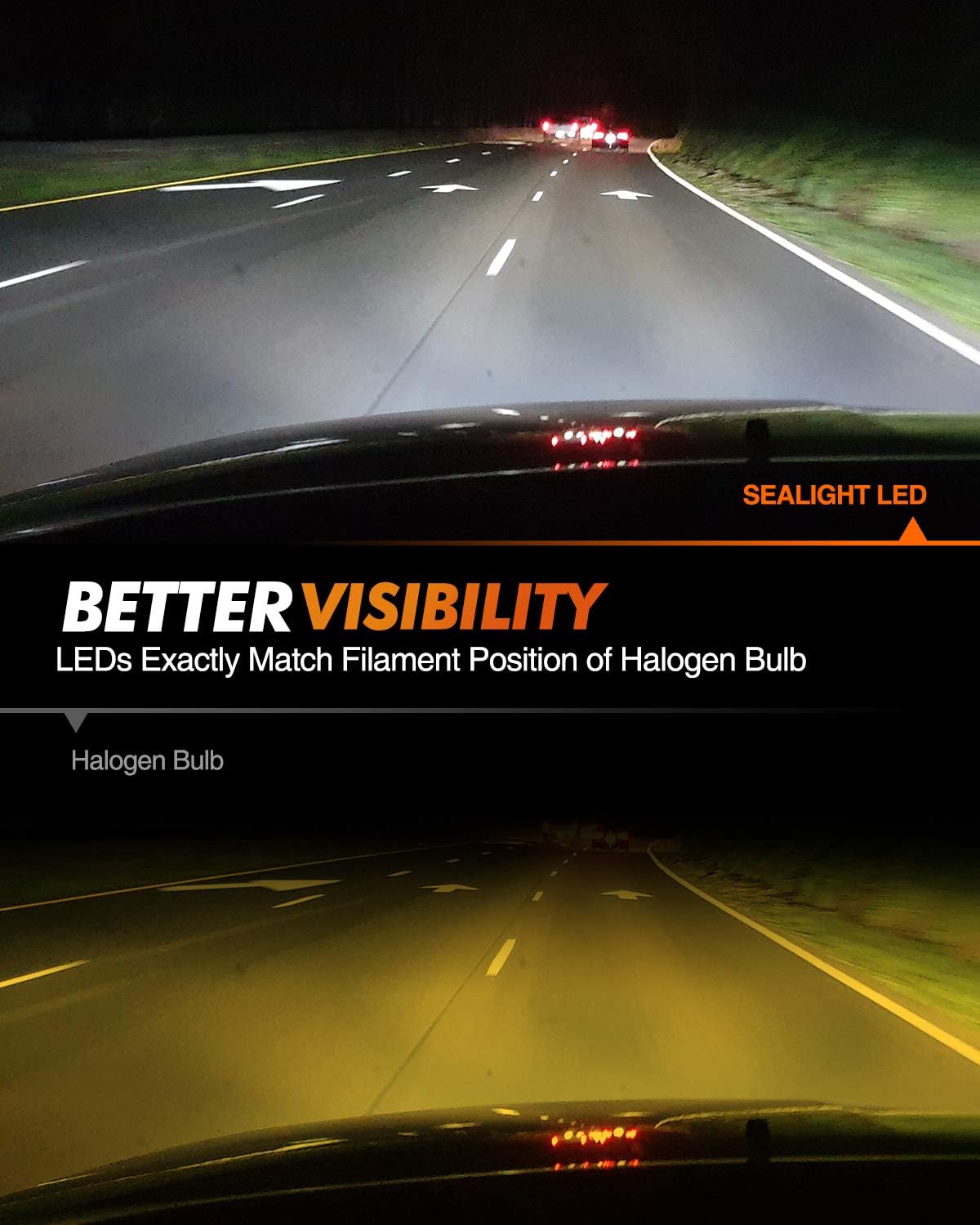 SEALIGHT bulb beside ruler showing 1:1 fit for 880 885 893 899 sizes
