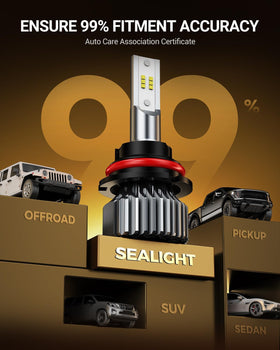 SEALIGHT 9004 beside halogen bulb showing compact, near-stock footprint benefit
