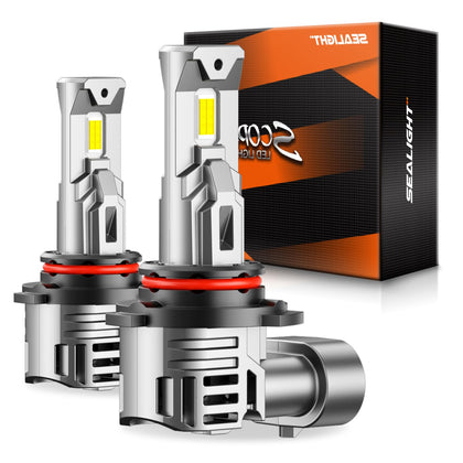 SEALIGHT 9005/HB3 front view of bulb pair showing compact plug-and-play design and improved visibility
