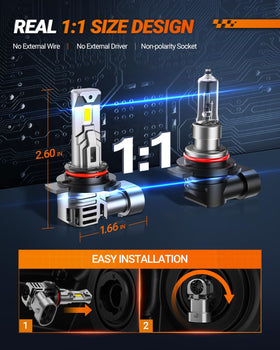 SEALIGHT bulb installed in vehicle fog light showcasing easy 3-minute plug-and-play upgrade