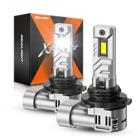 SEALIGHT 9006 front view showing pack of two bulbs and plug benefits