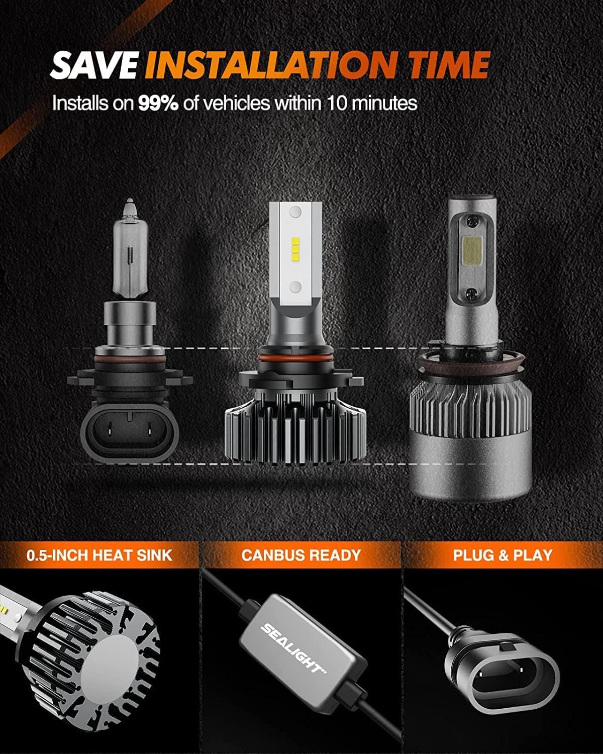 SEALIGHT bulb installed in headlight demonstrating improved visibility