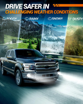 SEALIGHT car driving in rain with bulbs on, improves safety in poor weather