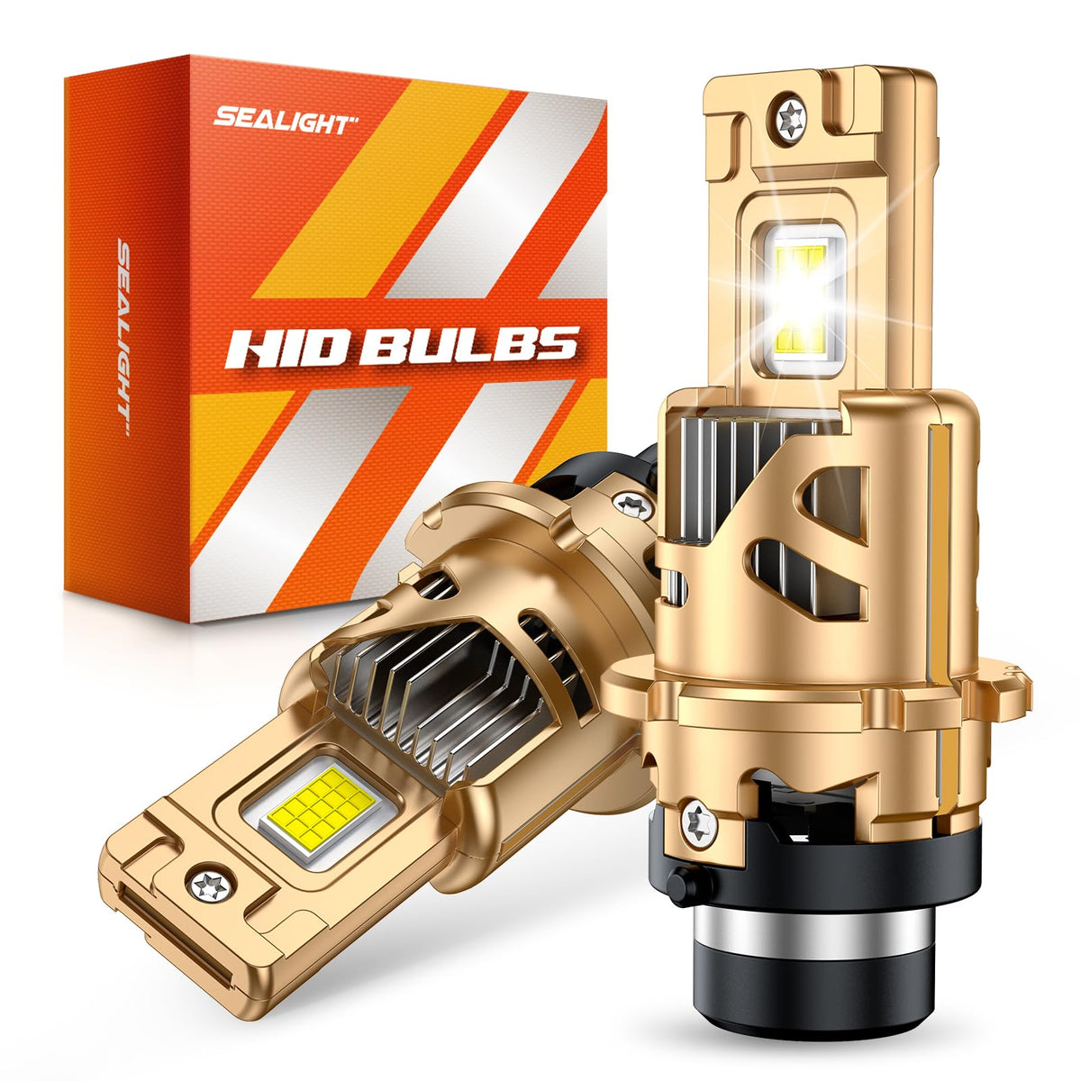 SEALIGHT front view of two D2S bulbs showing plug-and-play fit benefit