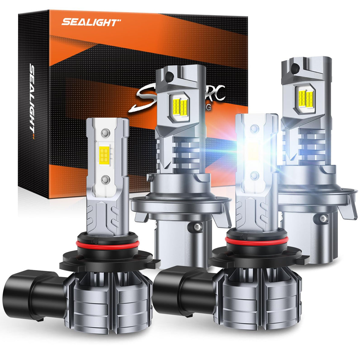 SEALIGHT front packaging showing H13 H10 combo for easy identification and quick upgrade