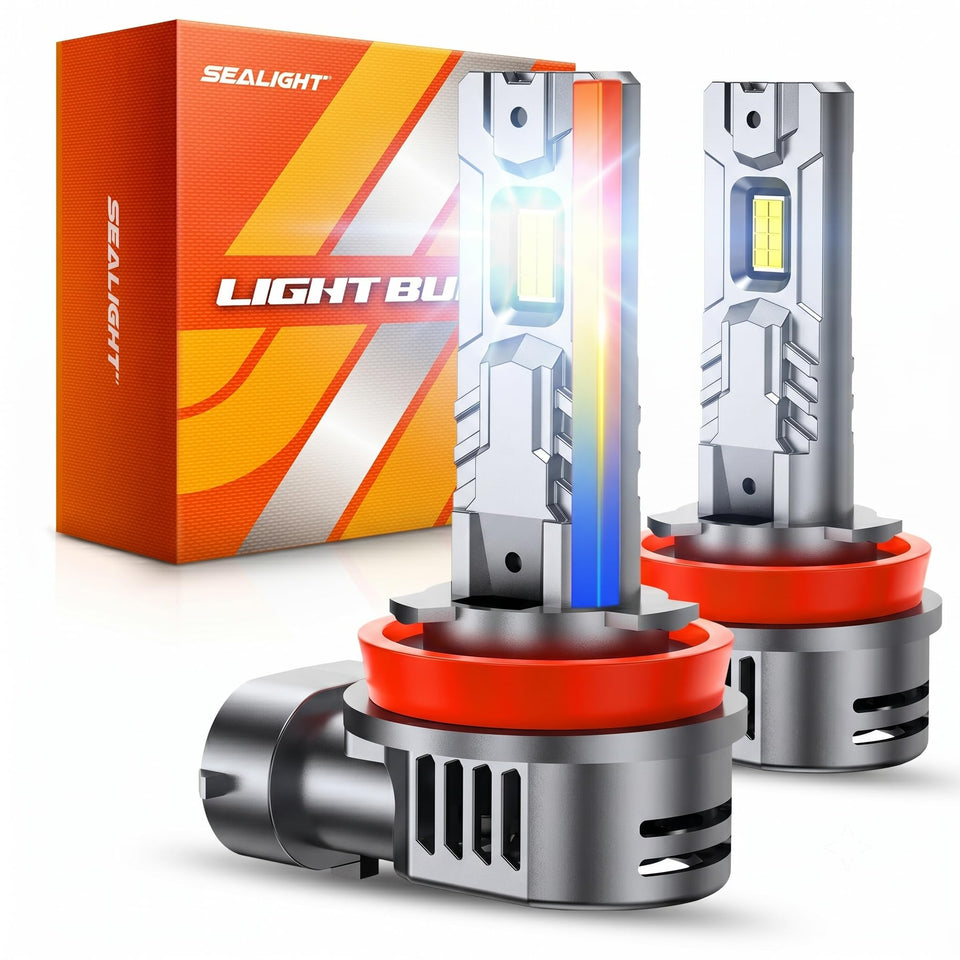 SEALIGHT front packaging showing H11 fog bulbs and benefits