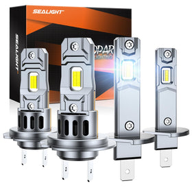 SEALIGHT front packaging showing S2S H1 H7 bulbs and specifications for quick selection benefit