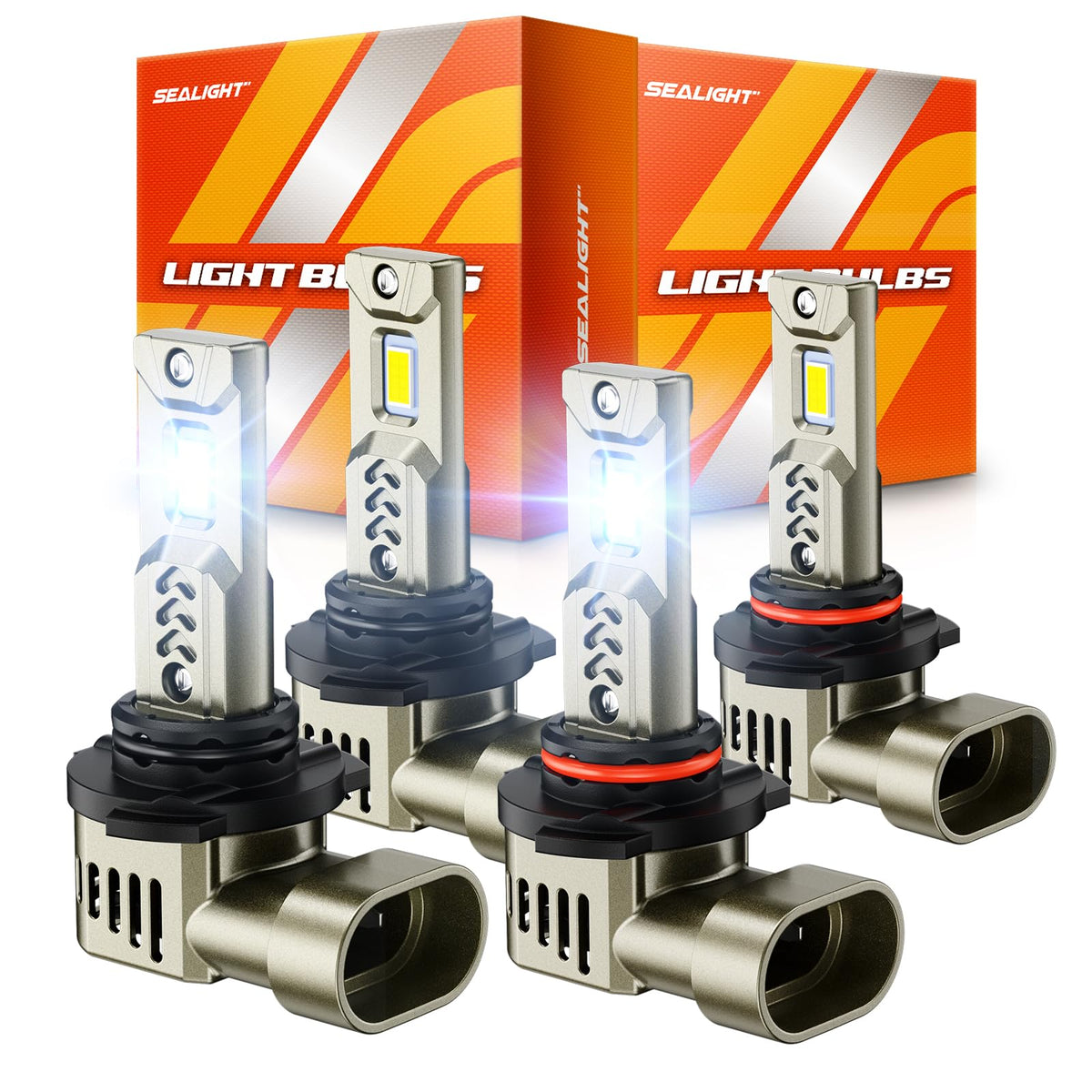 SEALIGHT front view pack of 4 bulbs showing compact plug-and-play design and quick upgrade