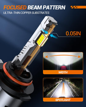 SEALIGHT bulbs beside ruler showing compact OEM-size and exact fitment benefit