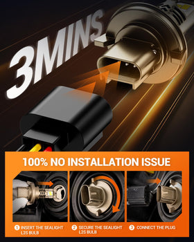 SEALIGHT beside halogen bulb showing compact 1:1 size and direct fit benefit