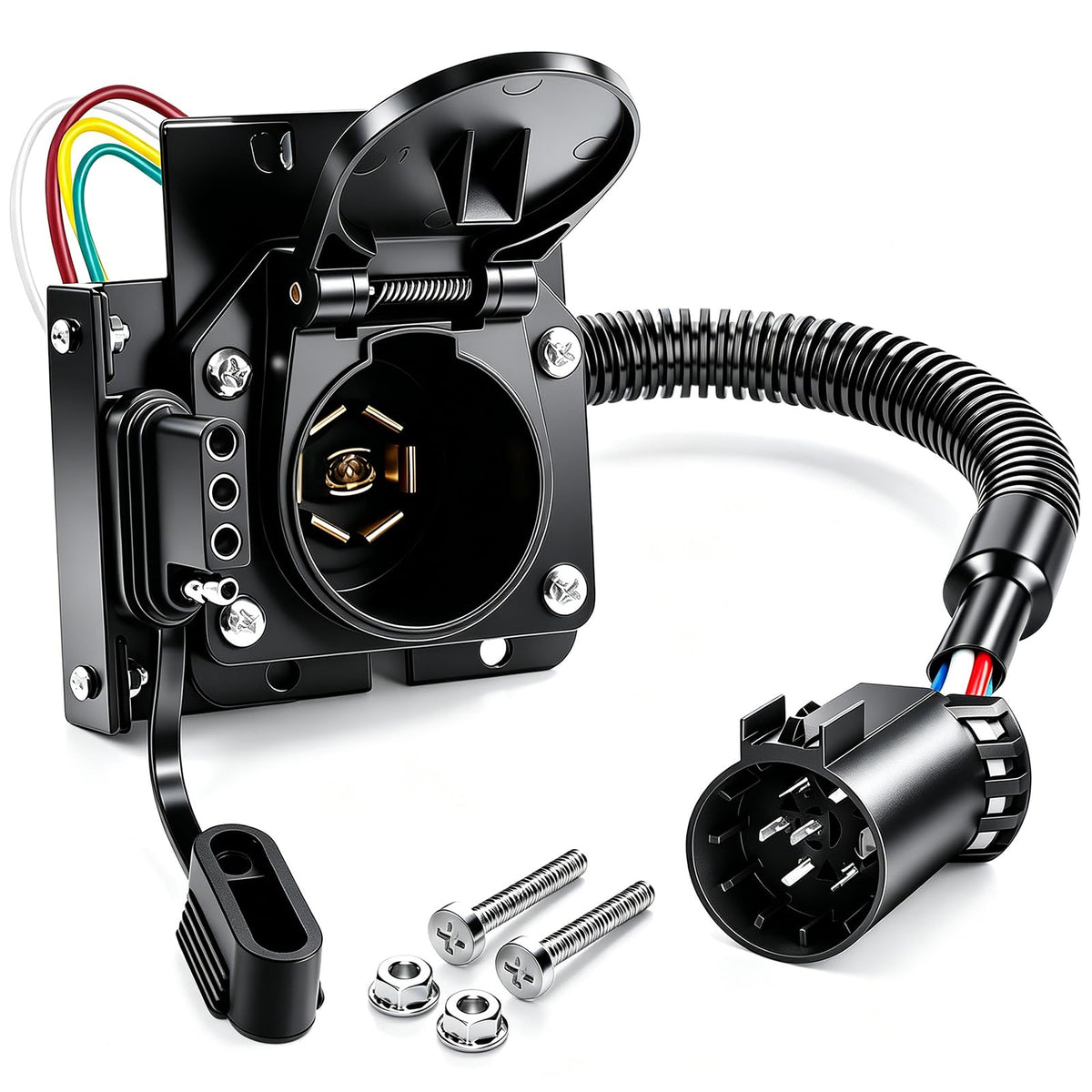 Seamaka front view adapter showing both 7-blade and 4-flat outputs for quick hookup