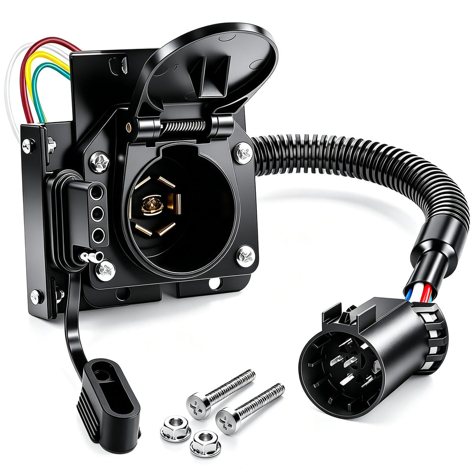 Seamaka front view adapter showing both 7-blade and 4-flat outputs for quick hookup