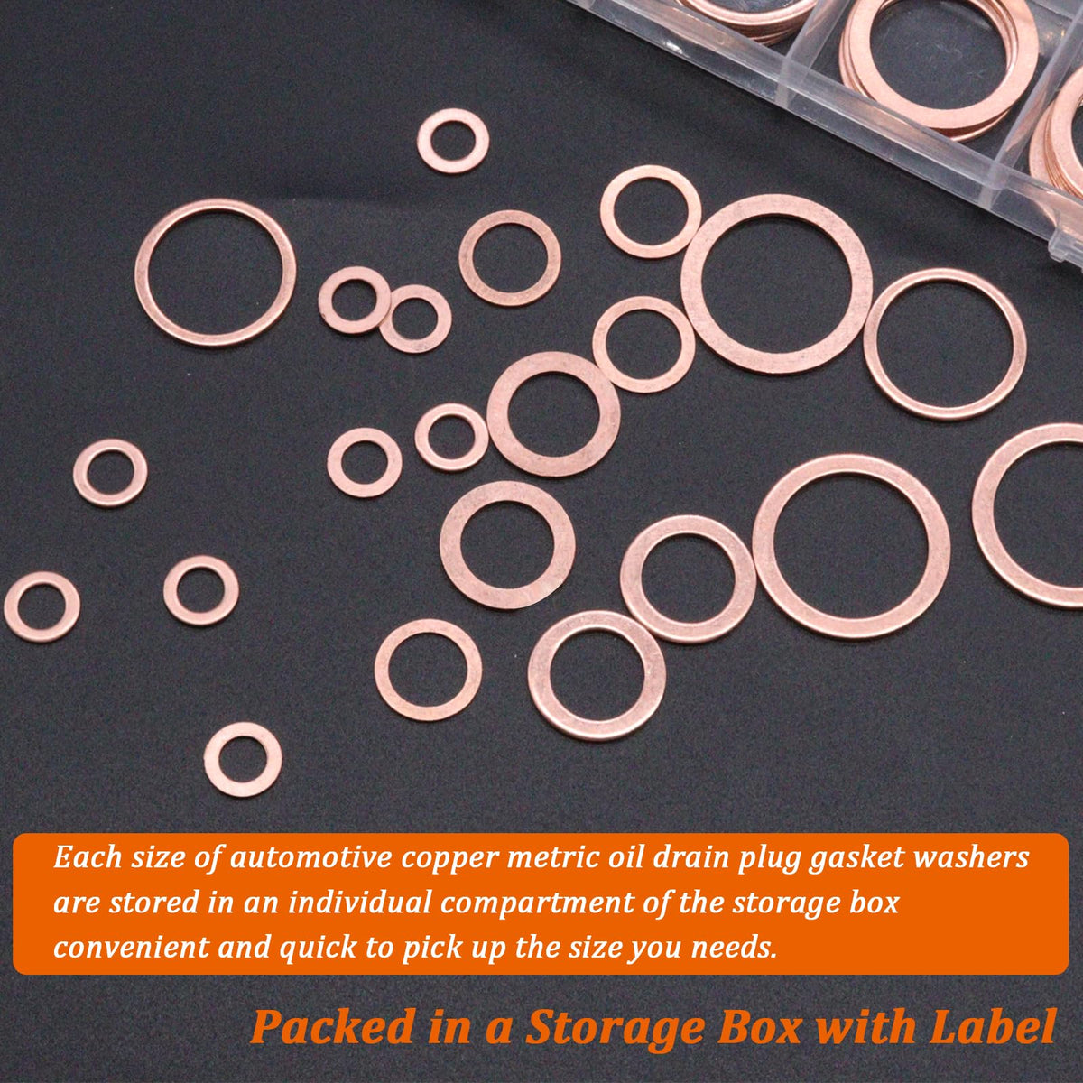 Seamaka copper washer fitted on an oil drain plug demonstrating leak-preventing seal