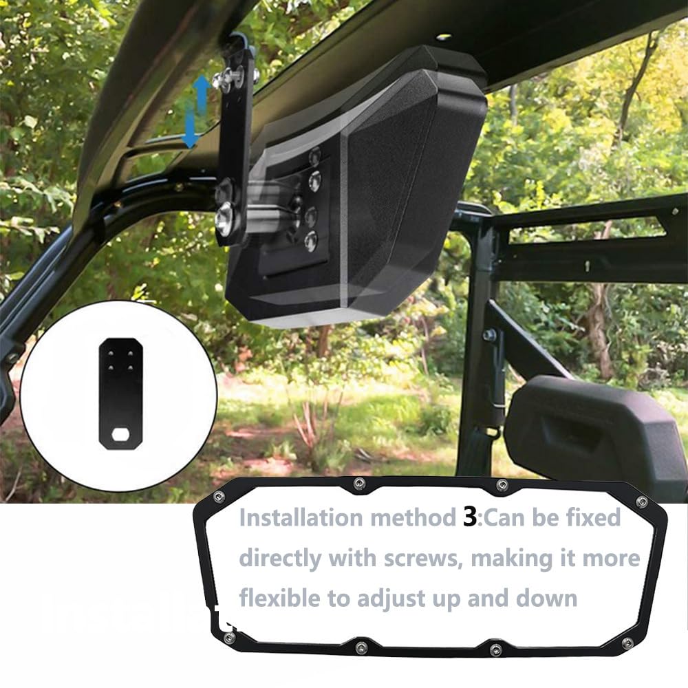 Searoam mirror mounted on pontoon rail illustrating stable clamp and improved rear view