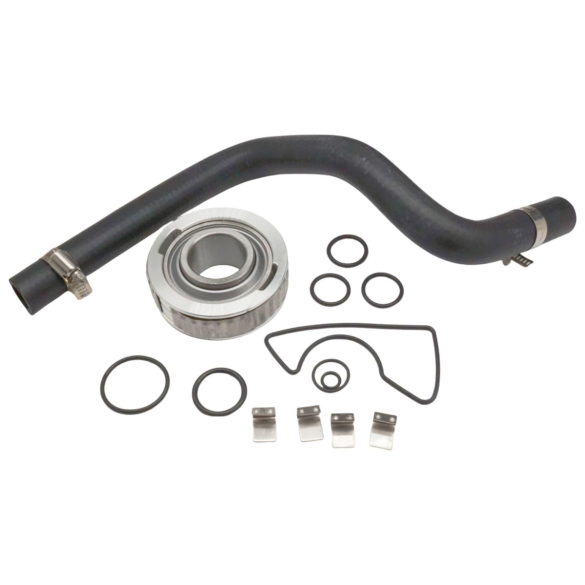 SeaSierra exhaust bellow and exhaust tube, showing sealed exhaust connection and leak prevention