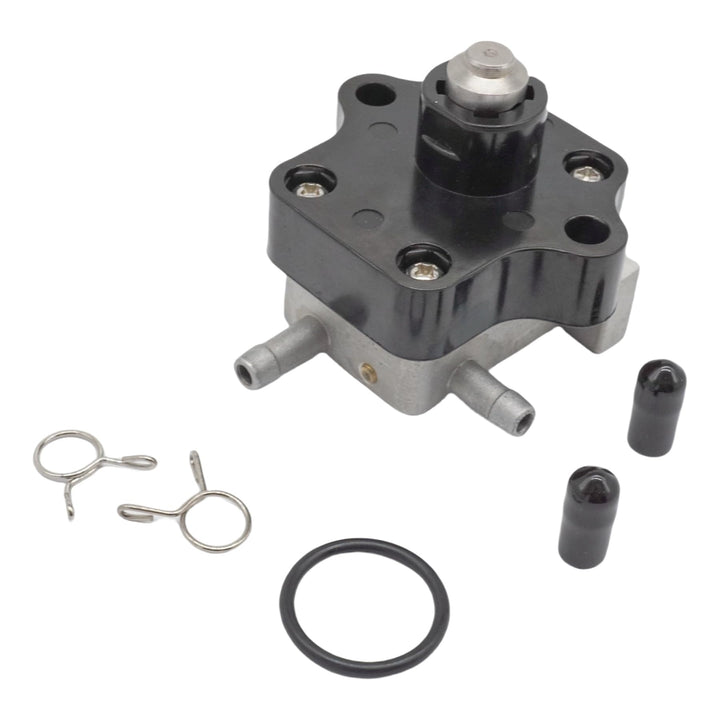 SeaSierra outboard fuel pump front view showing shape and ports for easy identification