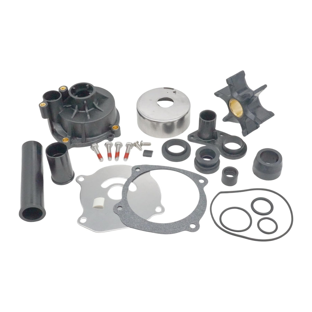 SeaSierra kit front view showing complete water pump components for reliable rebuild