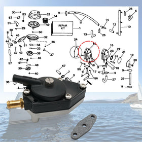 SeaSierra pump installed in outboard engine demonstrating straightforward swap