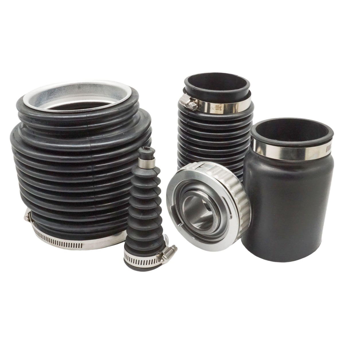 SeaSierra drive seal kit laid out, demonstrating all included seals and hoses for full replacement
