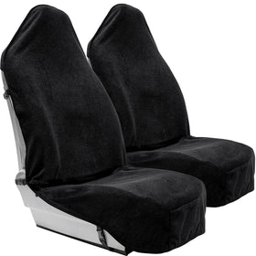 Season Guard front view of two black towel covers showing packaged set and color