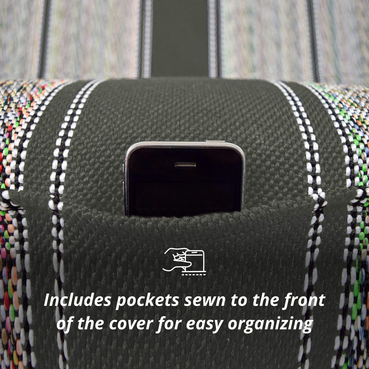Seat Covers Unlimited front pocket detail tan offering handy storage benefits