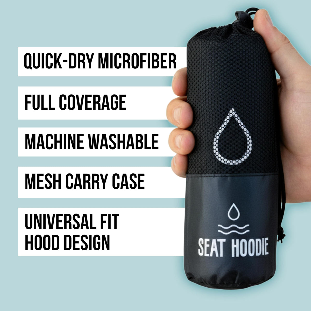 Seat Hoodie anti-slip backing detail preventing cover movement