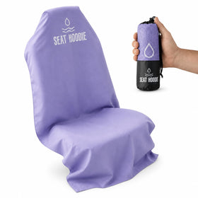 Seat Hoodie front view in taro purple showing full seat coverage and protection