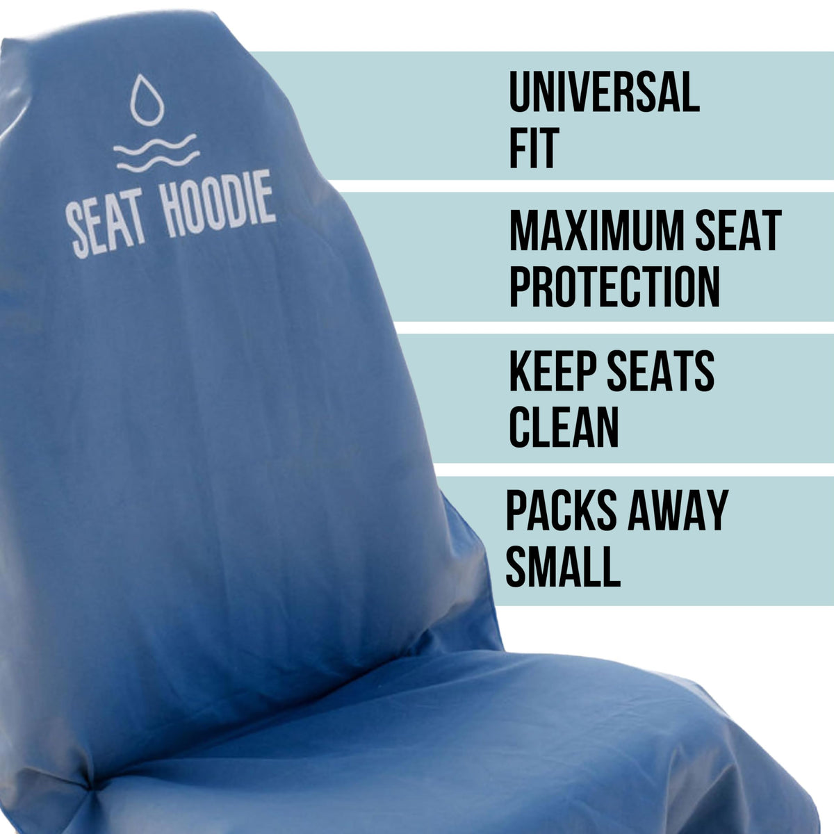 Seat Hoodie in use after beach trip on car seat showing sand protection benefit